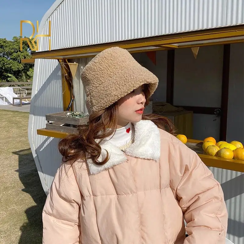 Весенняя плюшевая шерстяная шляпа из овечьей шерсти Женская бархатная