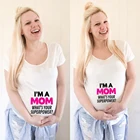 Футболка женская летняя с надписью I'm A Mom's What's Superpower для беременных