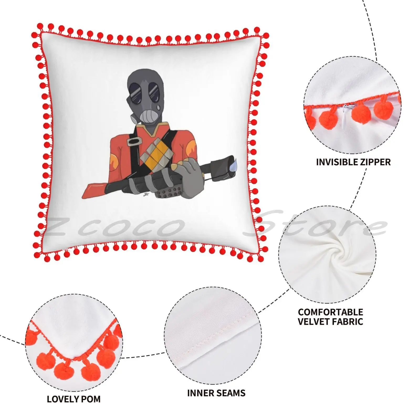 Наволочка Tf2 Pyro с изображением Красной команды персонализированная наволочка