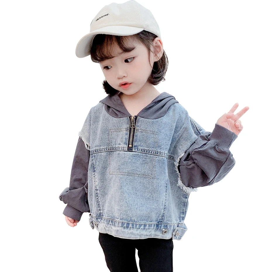 

Girls Denim Jacekt Outerwear Patchwork Coat Girl Casual Style Outerwear For Children Spring Autumn Clothes For Baby Girl 2-7T