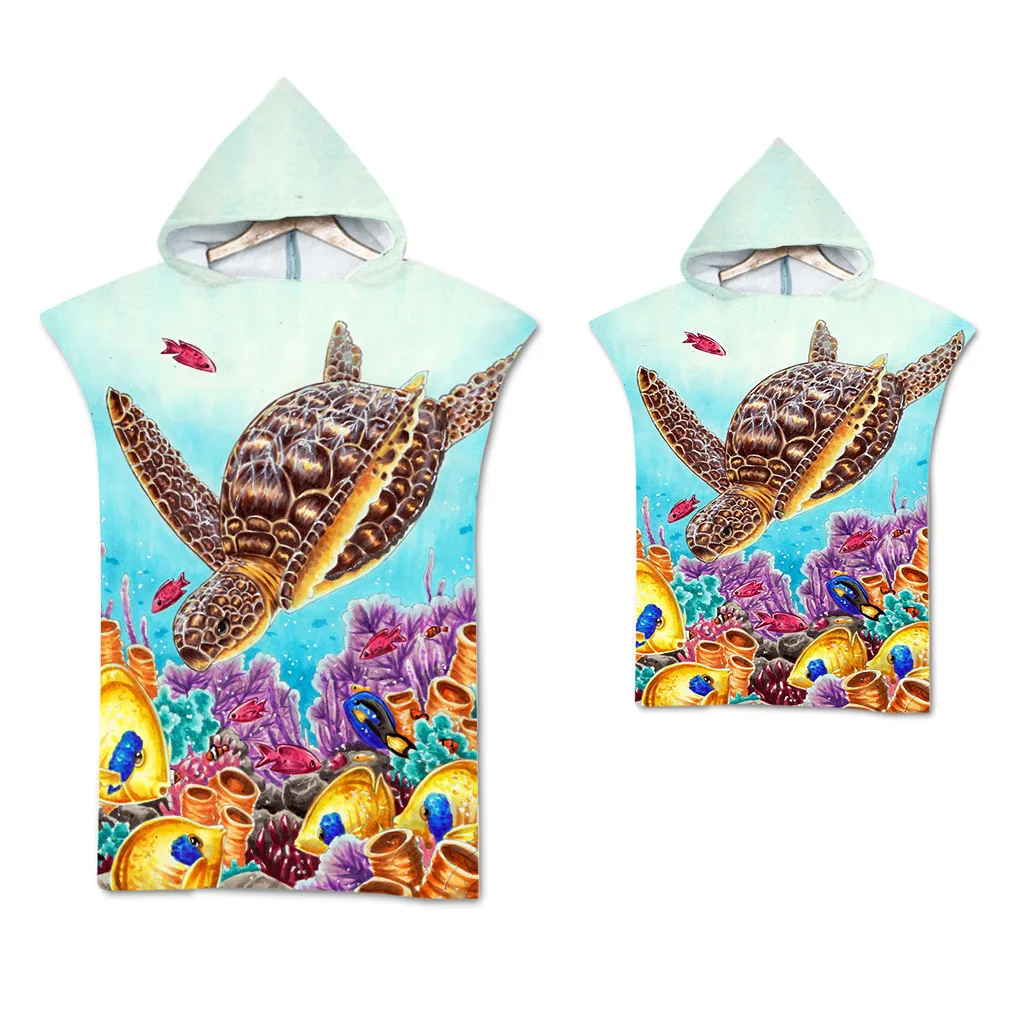 

New Printed Sea turtle Microfiber Hoodied Bath Towels sand free Portable Beach Towel Swim Beach Surf Poncho Sport Towels
