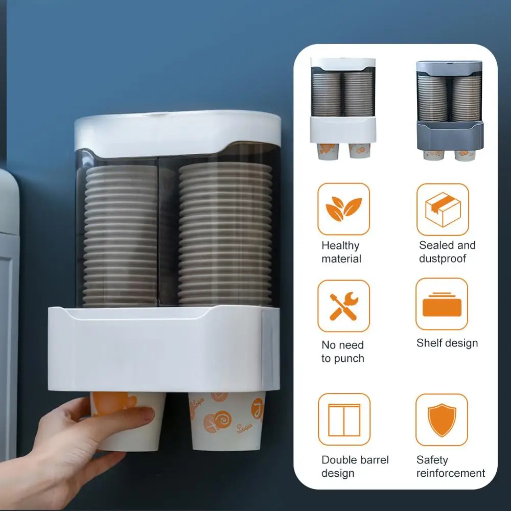 

Wall-mounted Household Storage Rack Double Row Disposable Cup Holder , Hanging Cup Puller Convenient and Durable