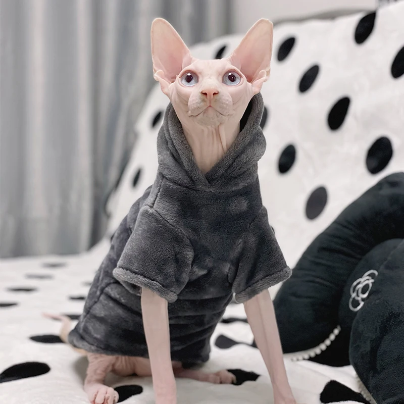 Одежда для кошек FSS Sphynx зимняя теплая фланелевая без волос одежда Devin Konnis Kitty |