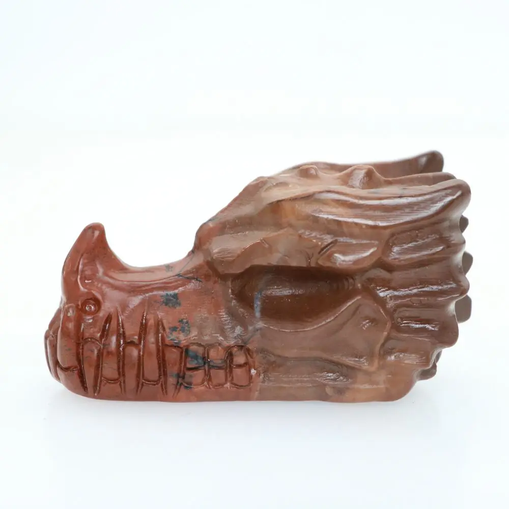 

3.1" PICTURE STONE Carved Dragon Crystal Skull,Crystal Healing Feng Shui Home Decore Skull Decor BU88