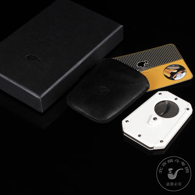 Cohiba Полностью сталь с белым покрытием двойные лезвия резак для сигар инструмент