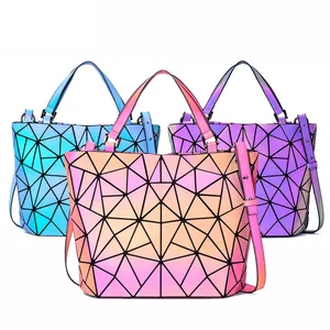 Fashion Geometry Lingge Handbag Ms Casual Shoulder Bag Woman's Messenger Bag Symphony Reflective Female Bags Luminous Women Bag
