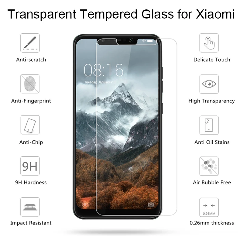 9H Tempered Glass for Pocophone F1 Screen Hard Xiaomi Mi A2 Lite A1 on Mi4 Mi5s Plus Mi6 Note 3 Mix 2S | Мобильные телефоны и