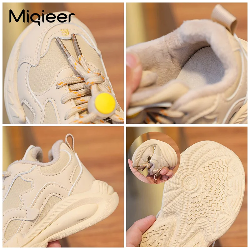 Kids Sneakers Baby Boys Girls Casual Shoes Non Slip Warm Short Plush Soft Sole Outdoor Walking Running Sports Shoes Size 21-30