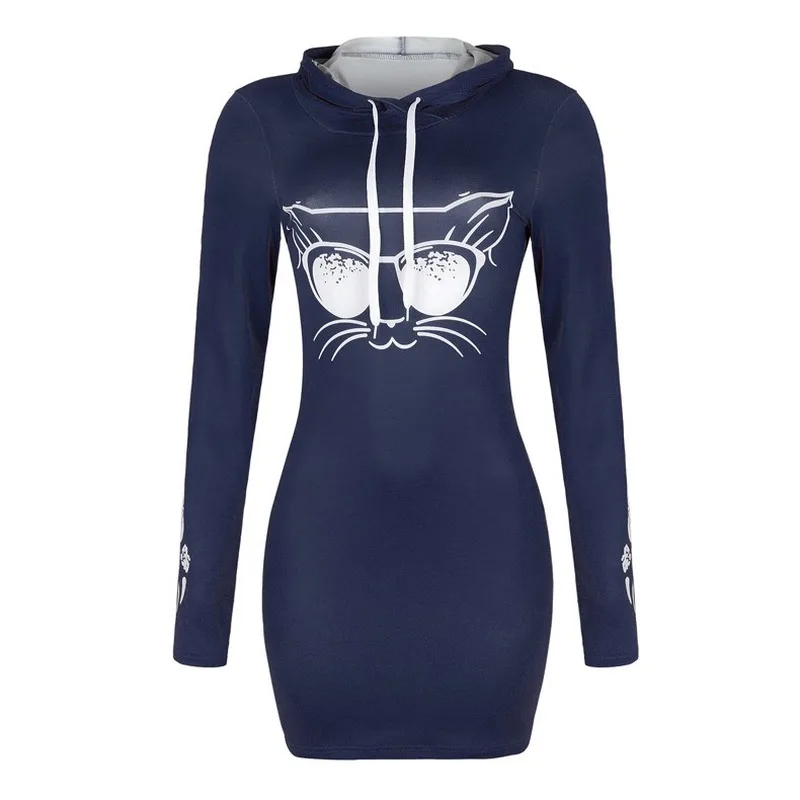 

Women's Long-Sleeved Midi Printed Hooded Dress Bodycon Dress Punk Rave Willon Green Dress Bodycon Dress