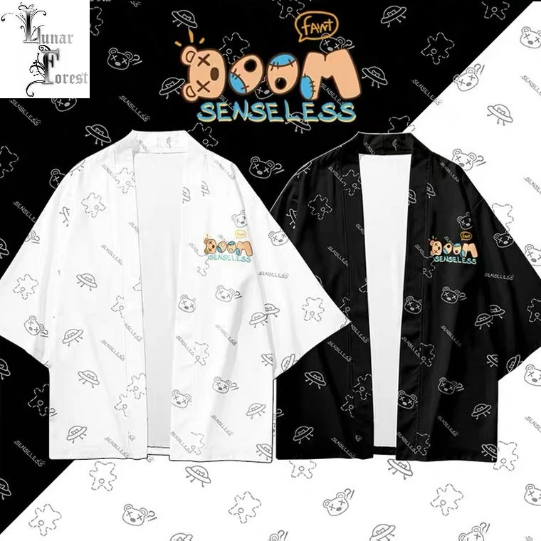 

Kawaii Cute Bear Cardigan Japanese Kimono Haori Yukata Women/Men kimono Summer Shirt Short Sleeve Streetwear Loose