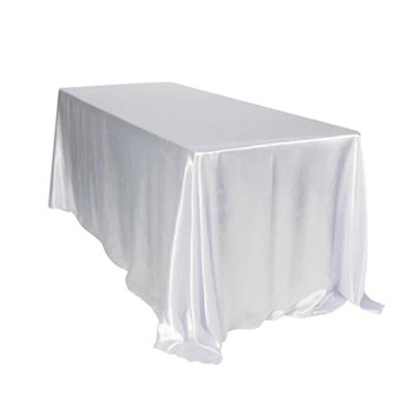 White 5 шт. 228x335 см белая/черная скатерть из полиэстера для свадебного стола прямоугольная атласная Скатерть для украшения свадебной вечеринки - Цвет: White