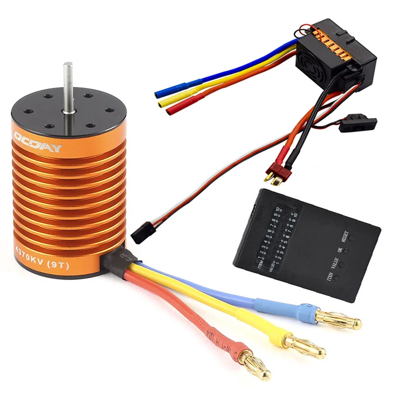 Waterproof 9T 4370KV 4 Pole Sensorless Brushless Motor with 60A Electronic Speed Controller Combo Set for Car and Truck