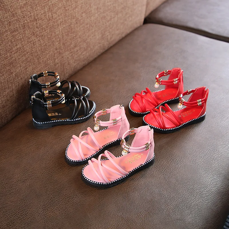 AFDSWG kids shoes summer pink sandals for toddler girls black little boys red stud beach |