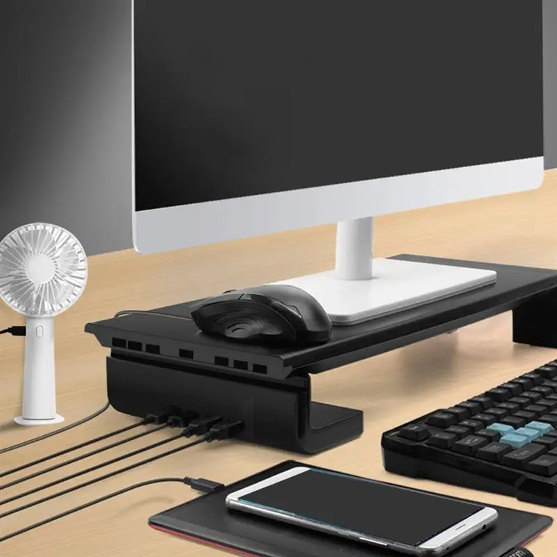 

Multi-Function Base Holder Desktop Monitor Stand Computer Screen Riser USB 2.0 Charging Laptop Stand LaptopBase
