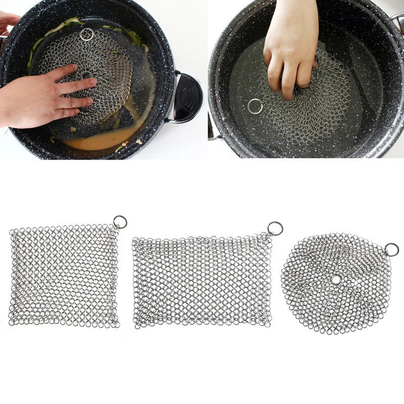 

Chainmail Scrubber For Home Cast Iron Cookware Cleaner 7*7/8*6cm Stainless Steel