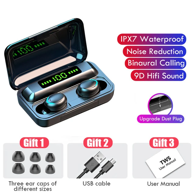 

Mini Tws Wireless for Bluetooth Earphone with Microphone 2000mAh LED Display Sports Waterproof Headphones Headsets Music Earbuds