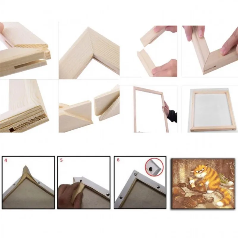 Dropshipping Custom Wood Frame For Canvas Oil Painting Factory Price DIY By Numbers Photo Inner Art |