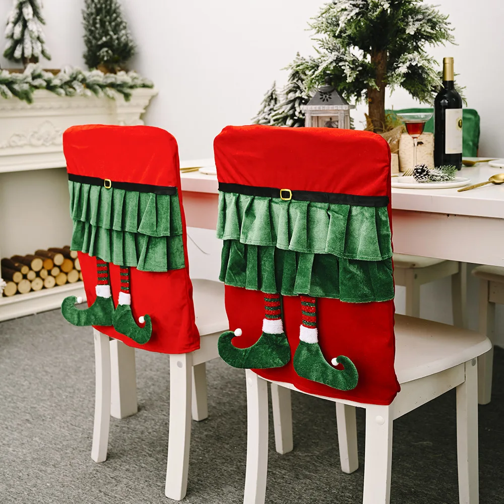

2020 Chair Cover Christmas Decoration Leg Chairs Red and Green Chair Covers Christmas Decor Red Green White