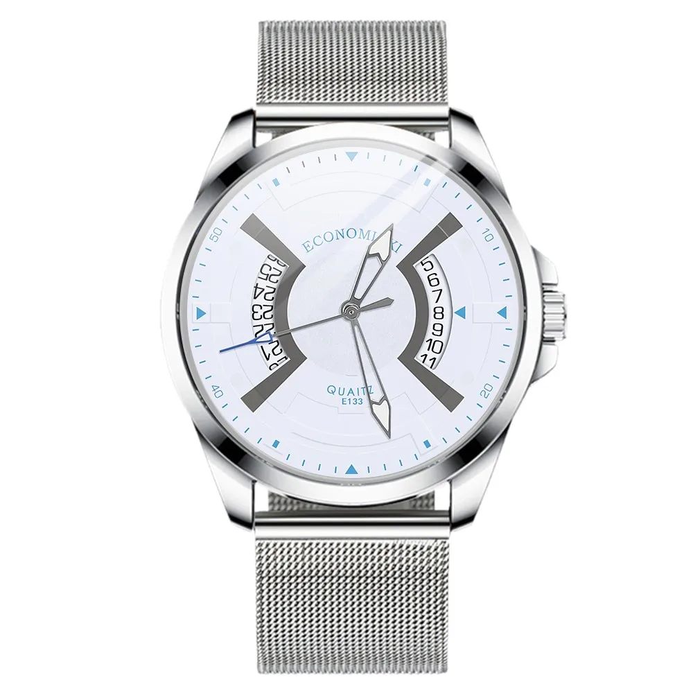 

Модные простые белые роскошные механические часы с отверстиями из нержавеющей стали, наручные часы в стиле ретро, водонепроницаемые наручн...