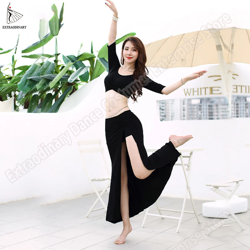 

New Bellydance Top Skirt Practice Clothes Oriental Costumes Women Sexy Fashion Belly Dance Professional Top Skirts Split Set