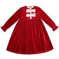 velvet red girls dress for autumn winter children princess dress party kids clothes for christmas new year 3 4 5 6 7 8 9 10 11t
