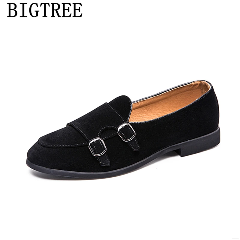 Туфли мужские классические на двойном ремешке модные лоферы строгие туфли