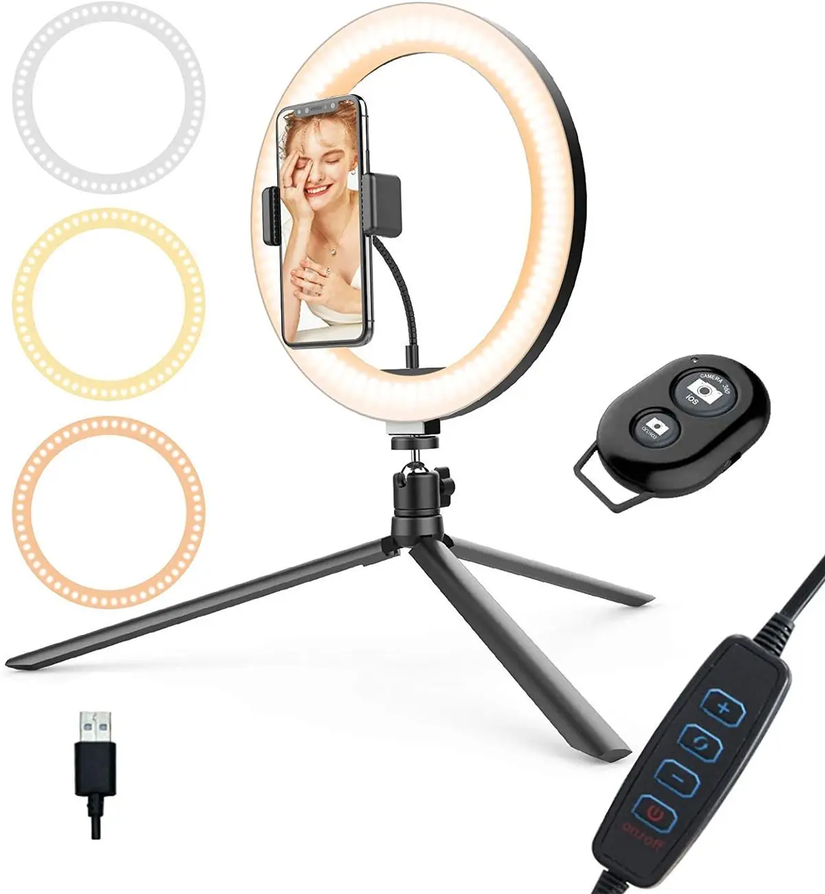 

10" LED Dimmable Ringlight Photography Lamp Fill Ring Light Tripod Stand Phone Holder Selfie Makeup Live Vlog Streaming YouTube