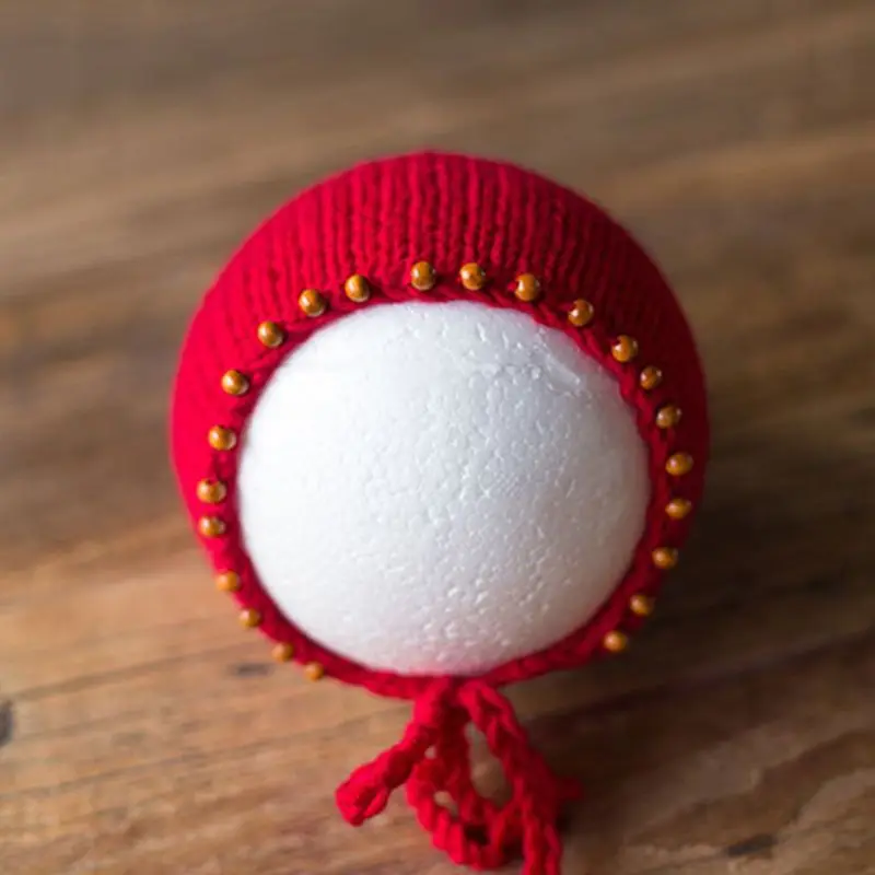 

Chic Newborn Photography Props Beaded Wool Hat which is soft and comfortable Infant Cap Photo Posing Shooting Cute Accessories