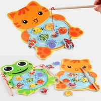 3d baby fun wooden fishing toy magnetic frog cat fish board games jigsaw puzzle early educational outdoor kids wood toys gifts
