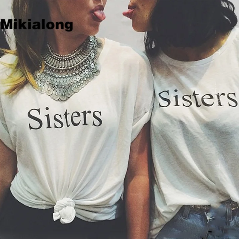 2018 футболка для лучших друзей Футболка с принтом сестры Tumblr женская хипстерский
