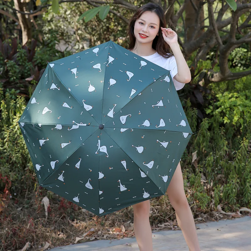 

Sunny Rain Folding Vinyl Sunshade Sun Umbrella Sunscreen Fruit Pattern Fully Automatic Umbrella Summer Umbrella Pongee