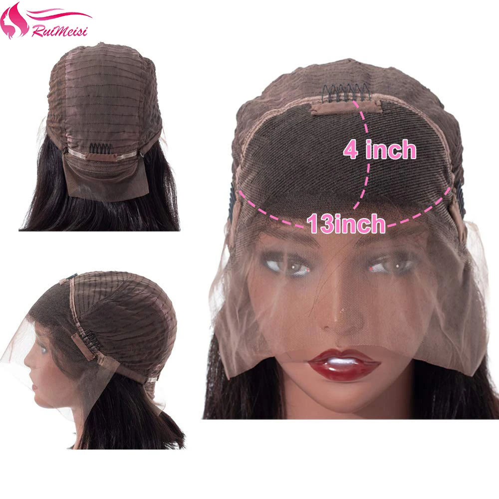 

RUIMEISI 4x4 Lace Closure Wig With Baby Hair Straight Human Hair 13x4 Lace Front Human Hair Wigs 150% Density
