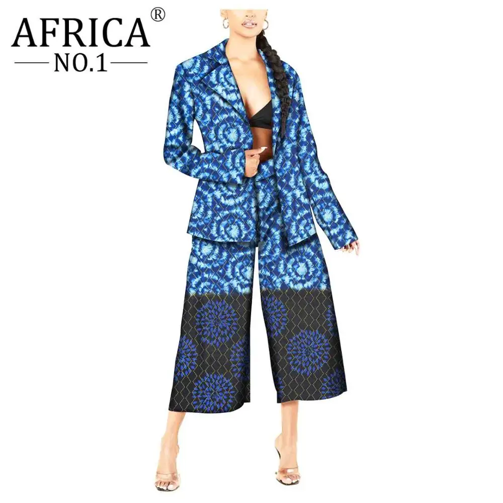 African Retro Floral Print Suit for Women Coats and  wide-leg pant 2 pieces Outfits Jacket formal Ladies  sexy fashion dress