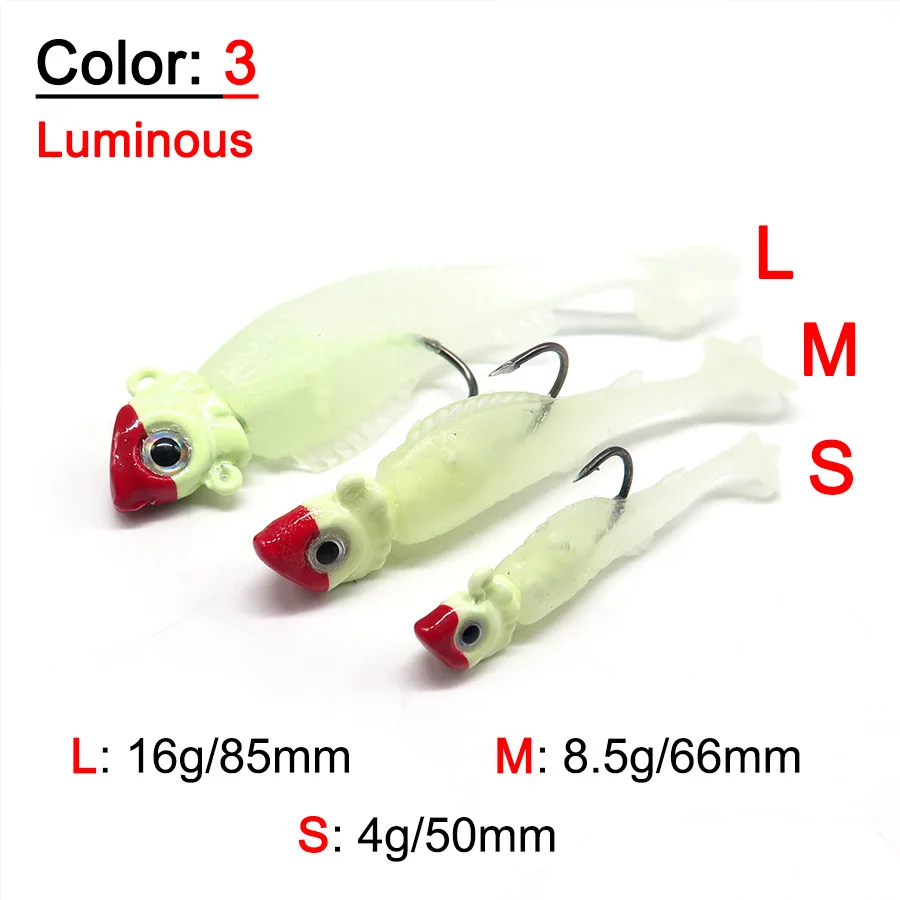 Minfishing 2 шт. воблер джиг головка светящаяся мягкая рыболовная приманка кренкбейт