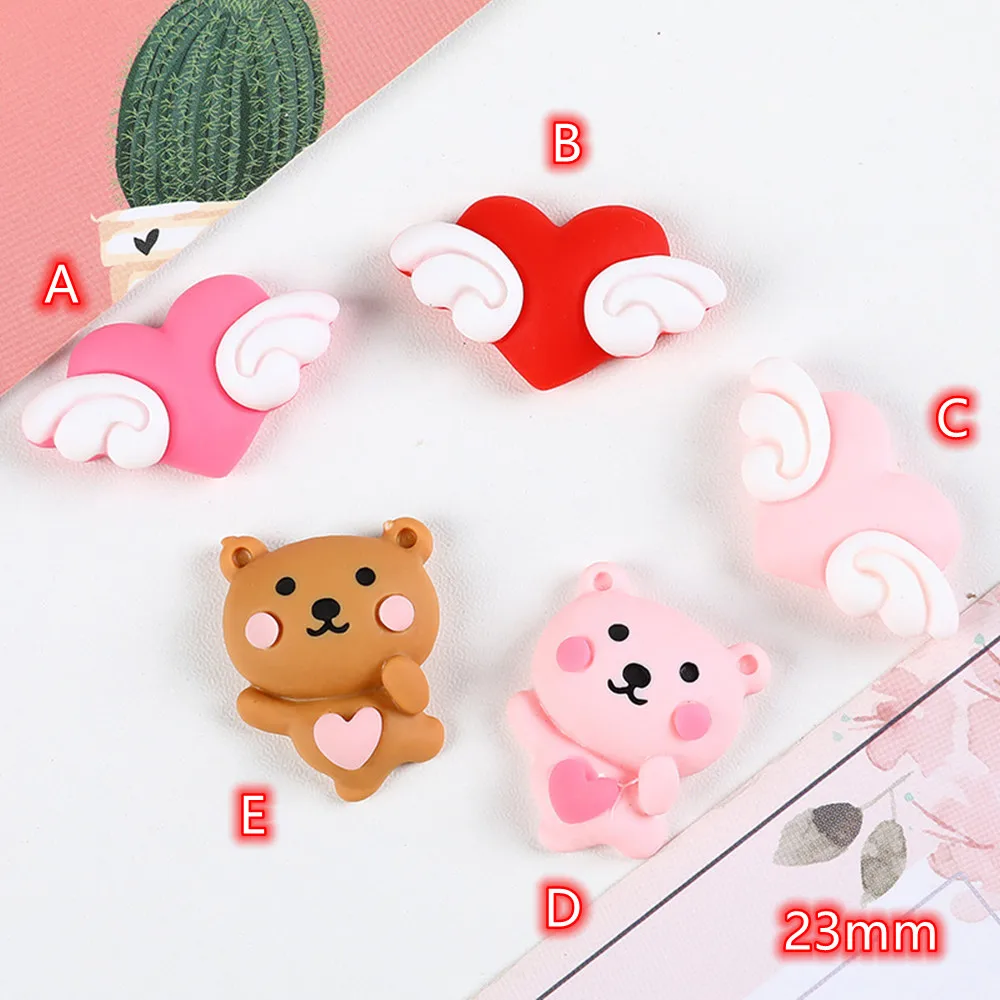 

Bear Cabochons flatback 20pcs cute Cartoon Bears Flying Hearts Cabochon Red Heart Flatback Button for Scrapbooking
