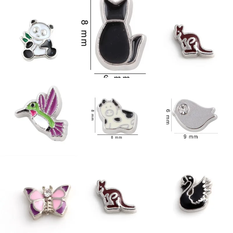 20 шт. милые животные бабочки корова Кот плавающий медальон шармы Diy голубь