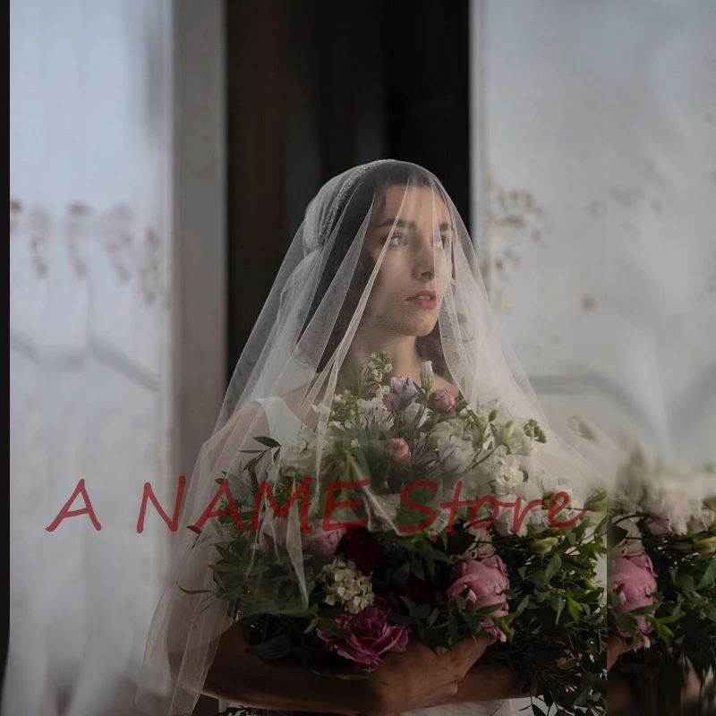 Фата свадебная длинная для невесты фата из тюля с бисером Белый/цвет слоновой