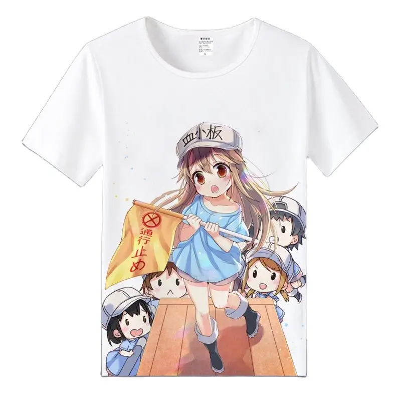 

Anime Hataraku Saibou Leukocyte White Blood Cell Bloodplatelet Cells At Work Casual T-Shirt Tee T Shirt Cosplay Short Sleeve