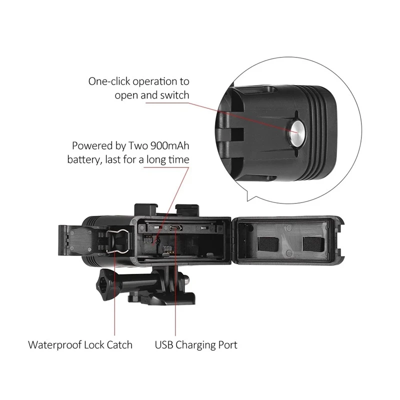 Водонепроницаемая светодиодная лампа для экшн-камеры с регулируемой яркостью 40