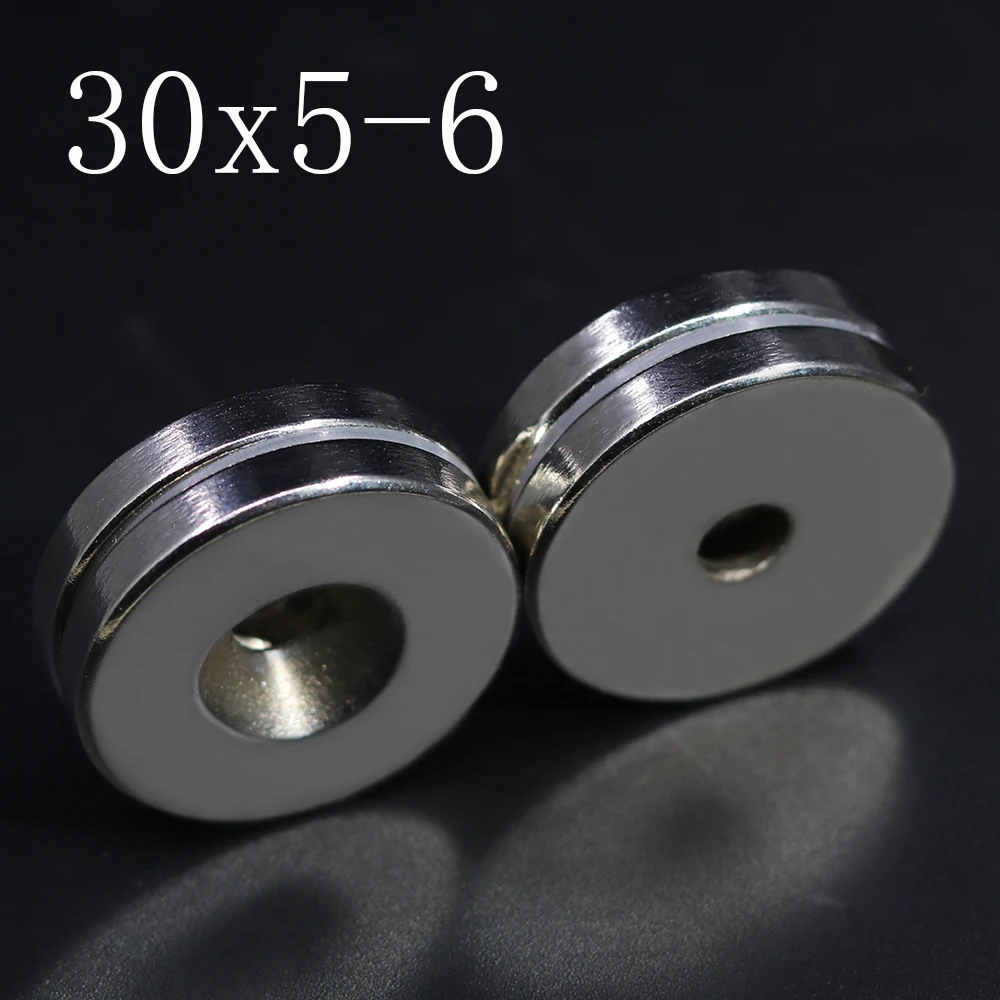 

1/2/5/10Pcs 30x5-6 Neodymium Magnet 30mm x 5mm Hole 6mm NdFeB N35 Round Super Powerful Strong Permanent Magnetic imanes Disc