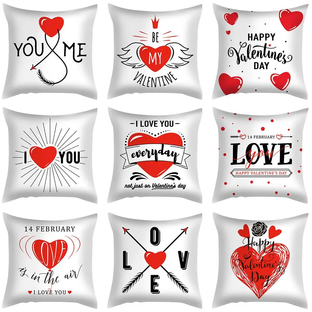 

Love You Printing Throw Pillow Cover Home Decor Valentine's Day Pillowcase Cushion Case Sofa Cushion Cover Pillow Case