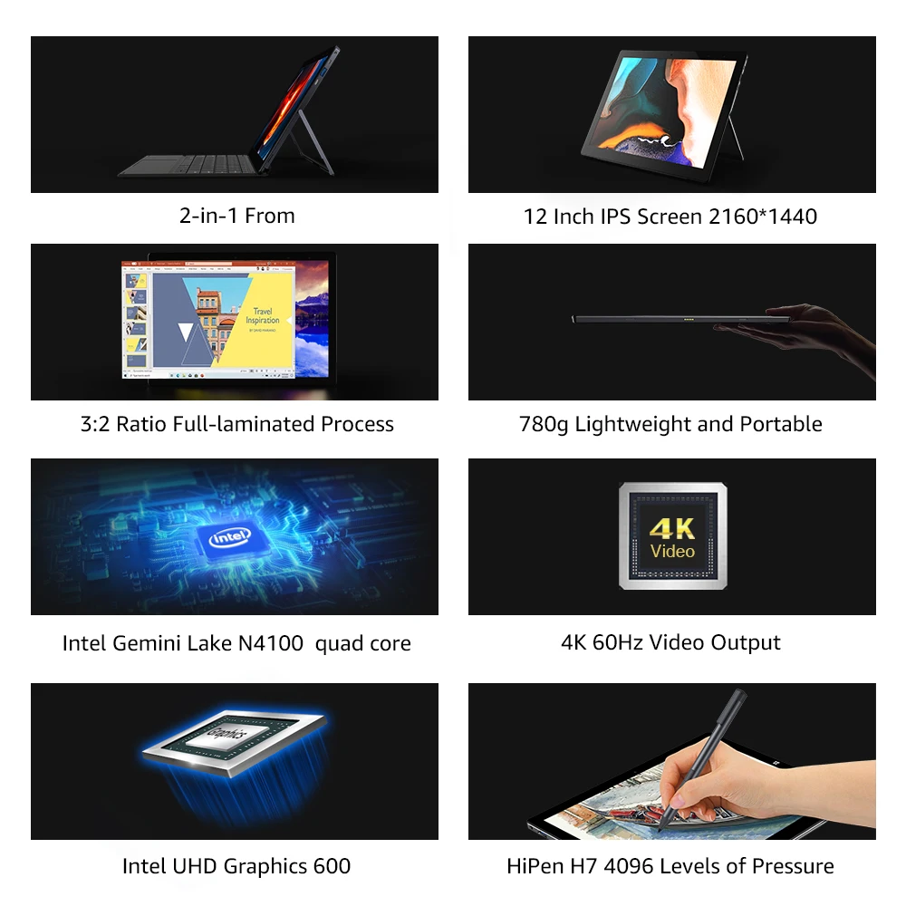CHUWI UBook X 12 &quot2160*1440 Разрешение Windows планшетный ПК Intel N4100 4 ядра 8 Гб Оперативная