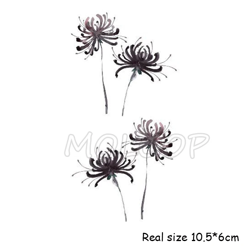 Тату-наклейка Временные чернила синий красный паук змея Лилия маленький цветок