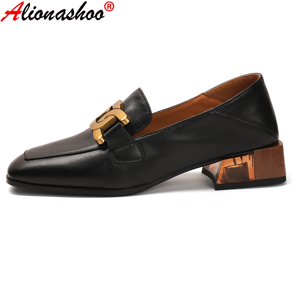 

Aliona Shoo/Новинка; Модная женская обувь; Коллекция 2021 года; Сезон весна; Женские туфли-лодочки на толстом каблуке; Женские офисные вечерние туфл...