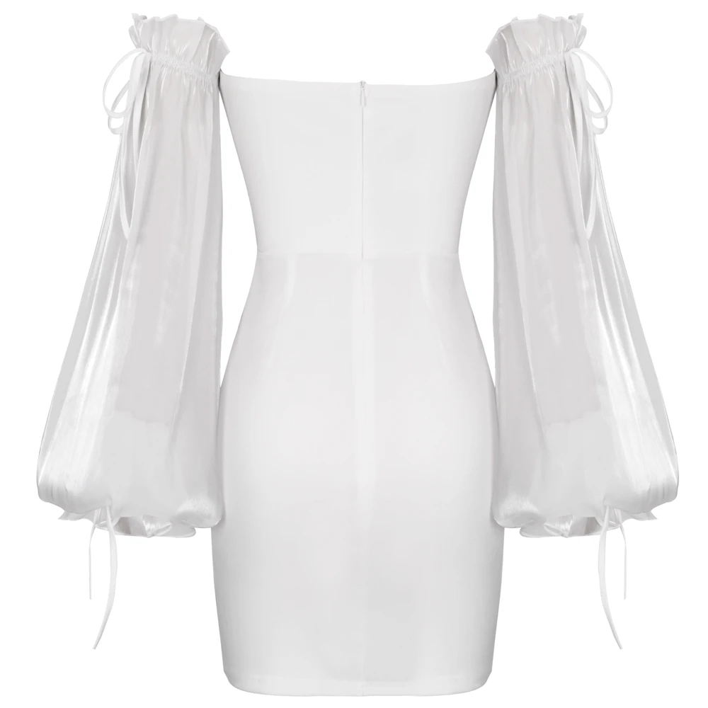 Женское вечернее платье с корсетом Белое Облегающее открытыми плечами в стиле