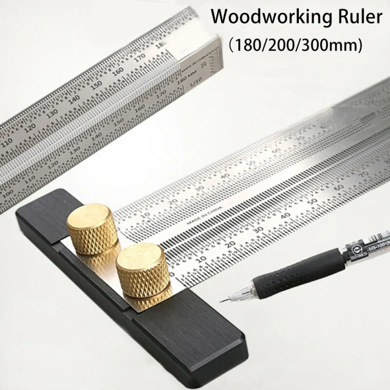 

Woodworking High-precision Angle Ruler Scale Ruler T-type Hole Ruler Stainless Woodworking Scribing Mark Line Measuring Tool