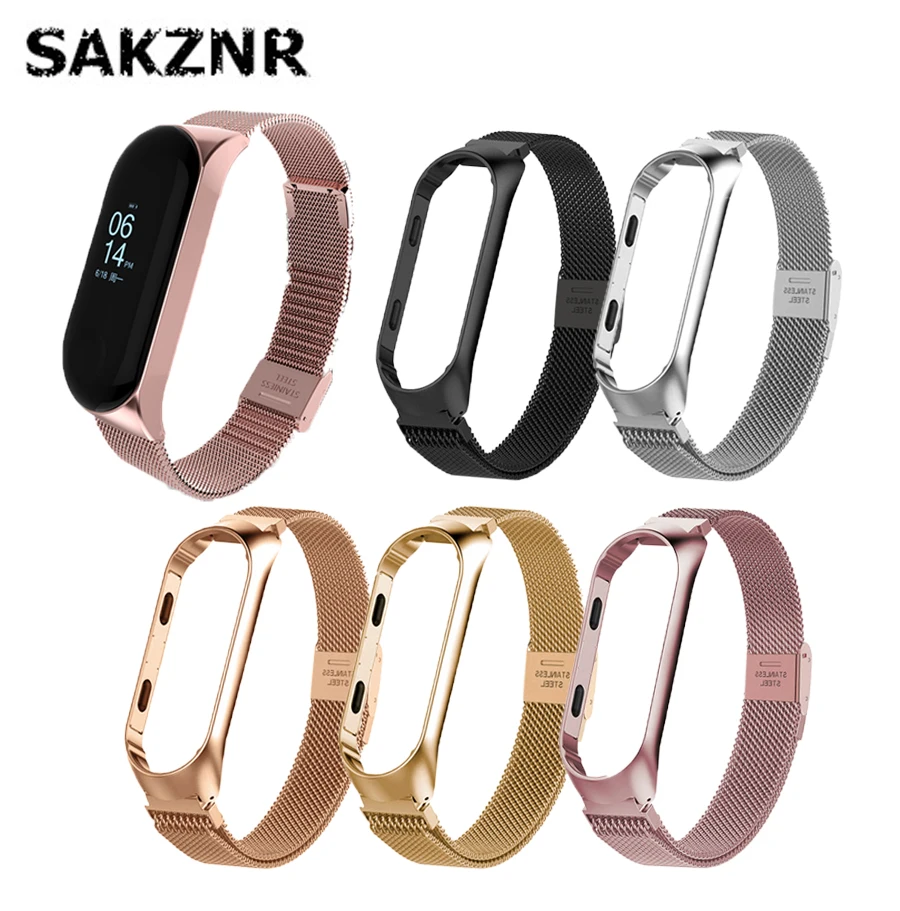 Ремешок из нержавеющей стали для Mi band 4 металлический браслет 5 магнитный Xiaomi