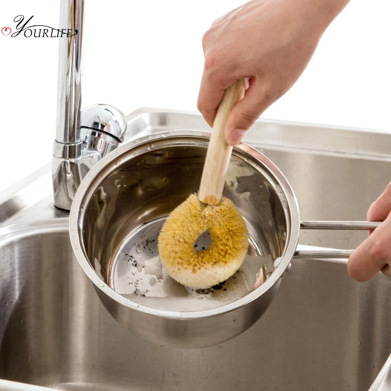 OYOURLIFE натуральная зеркальная кухонная щетка для мытья посуды сковорода миска
