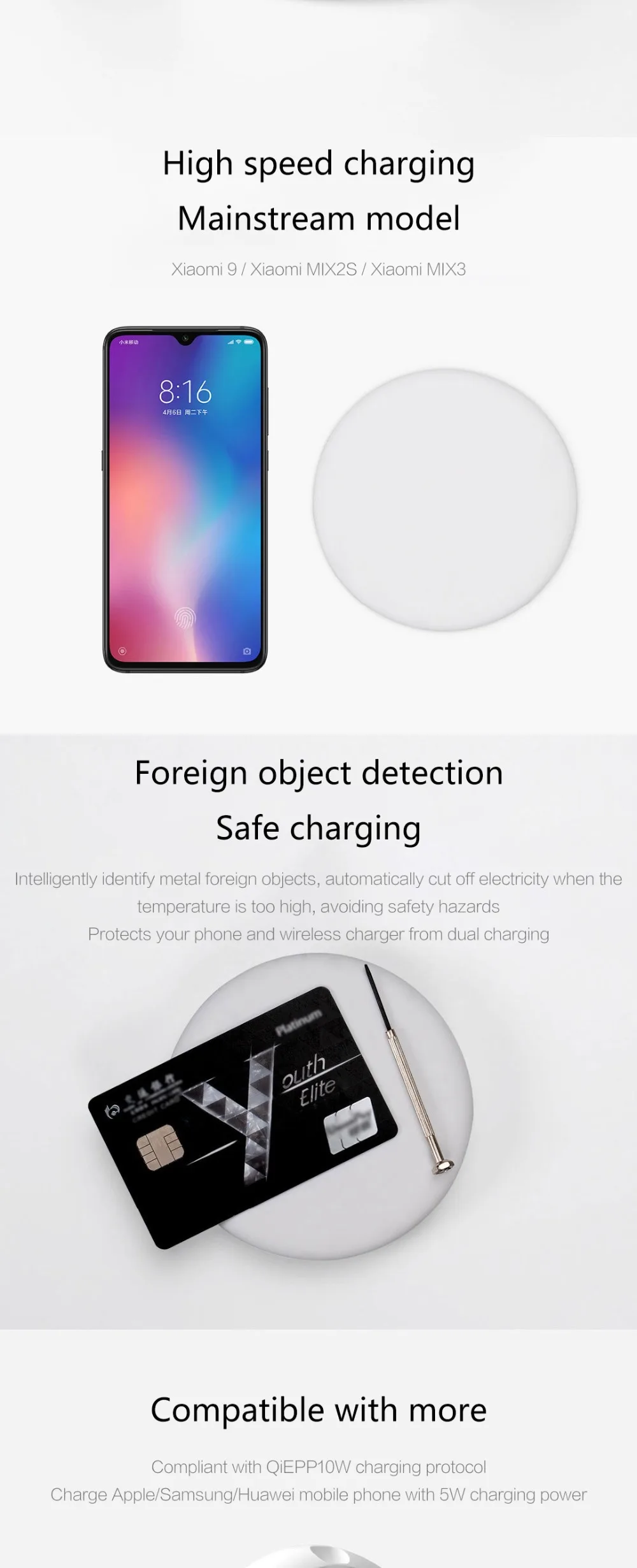27 Вт вилка Оригинальное Беспроводное зарядное устройство Xiaomi 20 Вт Макс 15 в применяется к Xiaomi Mi9 MiX 2S Mix 3 Qi EPP10W для iPhone XS XR XS Max
