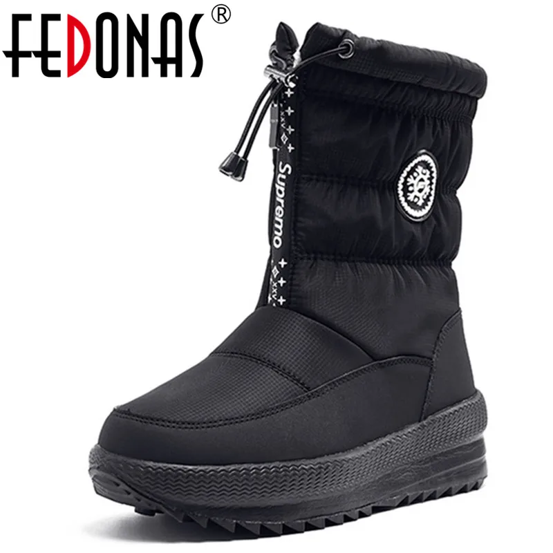 Женские теплые ботинки FEDONAS классические короткие на платформе для вечеринок